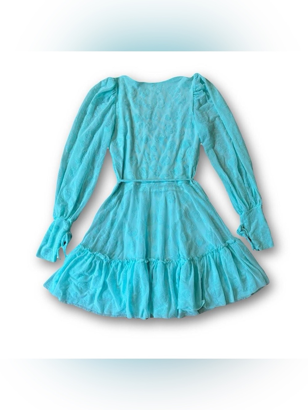 Blackmilk Nintendo Animal Crossing Mint Aqua V-Neck Sheer Sleeve Mini Dress - Picture 4 of 8